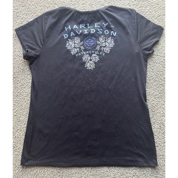 Harley-Davidson Shirt Womens Large Black HD Performance Graphic Motorcycle Biker - Picture 1 of 6